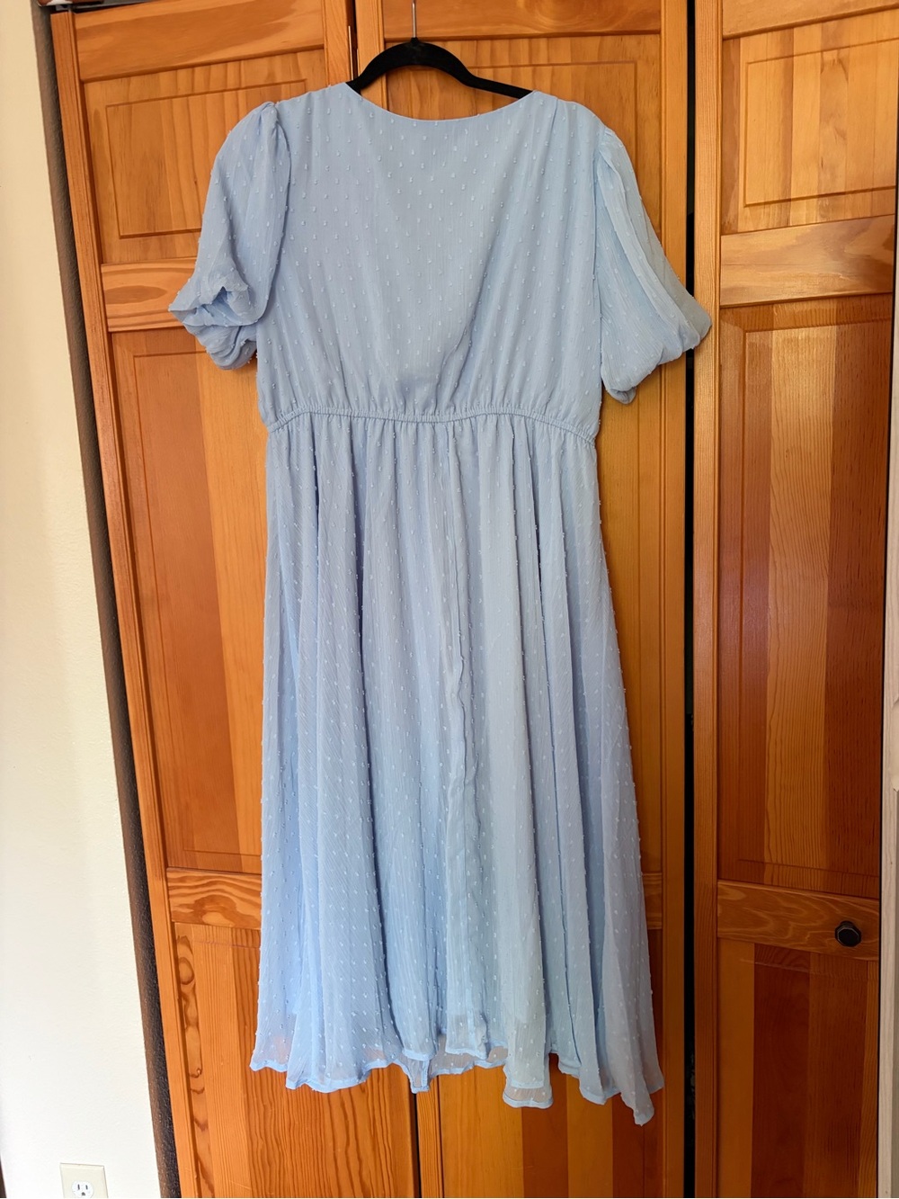 JessaKae Sky Blue Puff-Sleeve Midi Dress Size 3XL Polka Dots NWT - Picture 5 of 6